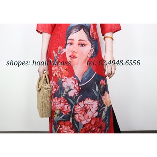 ÁO DÀI CÁCH TÂN 4 TÀ CÔ GÁI ĐỎ