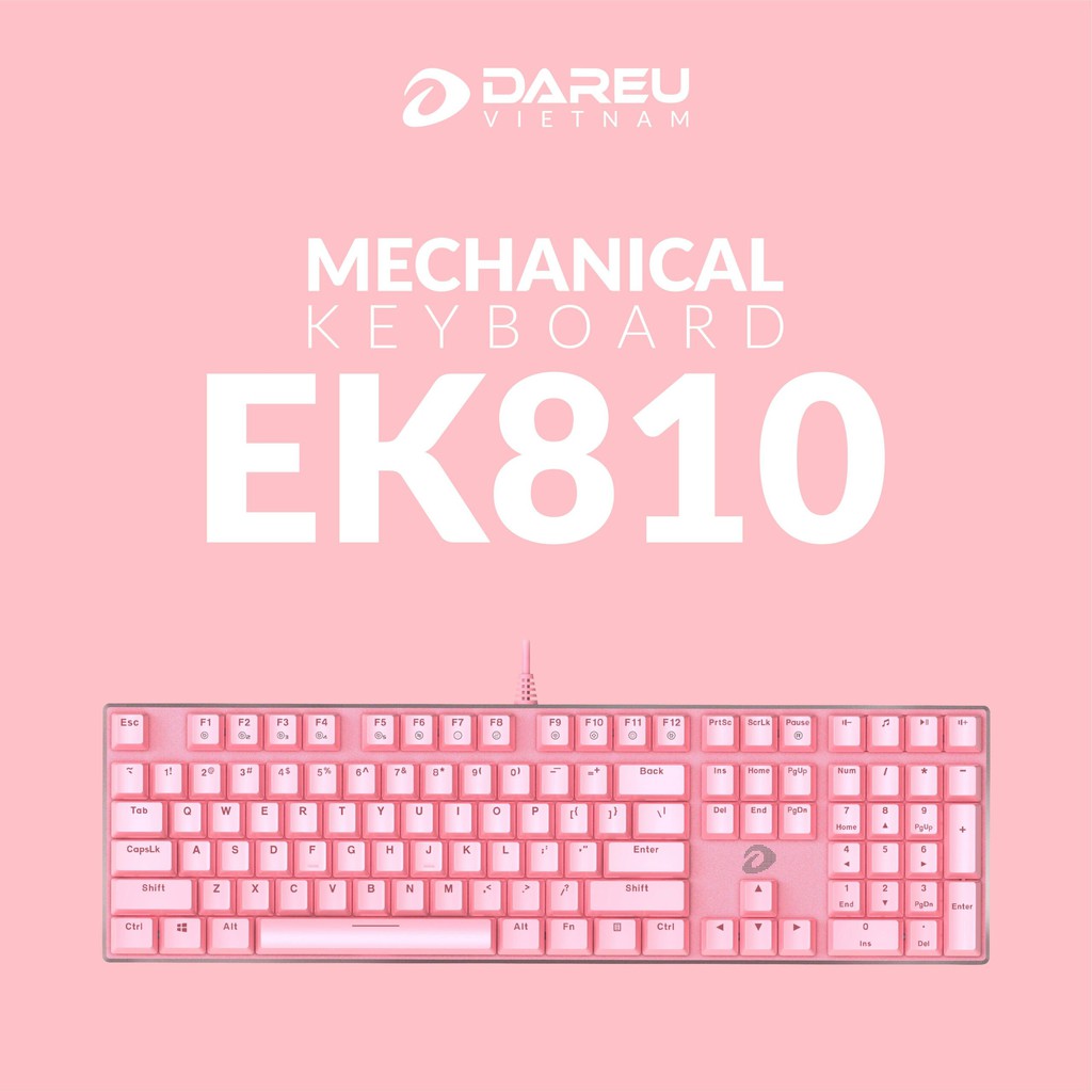 Bàn Phím Cơ DAREU EK810 PINK - Led Pink (USB/Red switch) - Bàn Phím Gaming Màu Hồng Chính Hãng