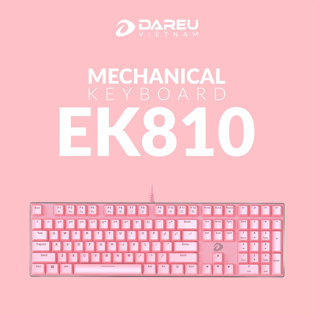 Bàn phím cơ Gaming DAREU EK810 - Black - Pink (MULTI-LED, Blue/ Brown/ Red D switch) | BigBuy360 - bigbuy360.vn