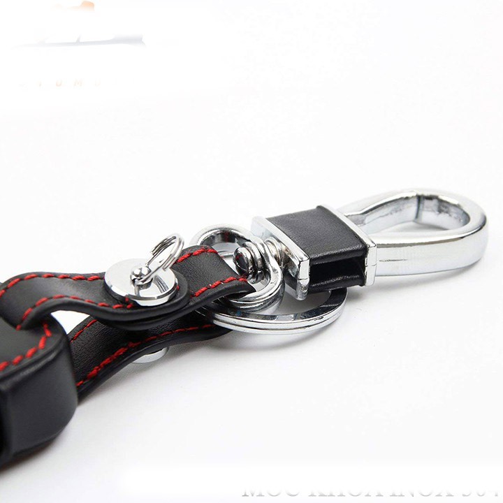 Bao da chìa khóa đen chỉ đỏ Kia rio, Kia Morning, Kia K3 - bản chìa gập -kèm móc khóa