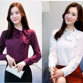 .❣️FREESHIP❣️Áo Sơ Mi Kiểu Thắt Nơ Cổ