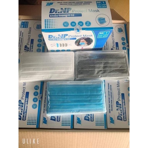 Khẩu trang y tế Dr.NP cao cấp công nghệ kháng khuẩn 4 lớp Medical Masks 50 CÁI /hộp 3 màu trắng, xanh, xám Dr.NP_