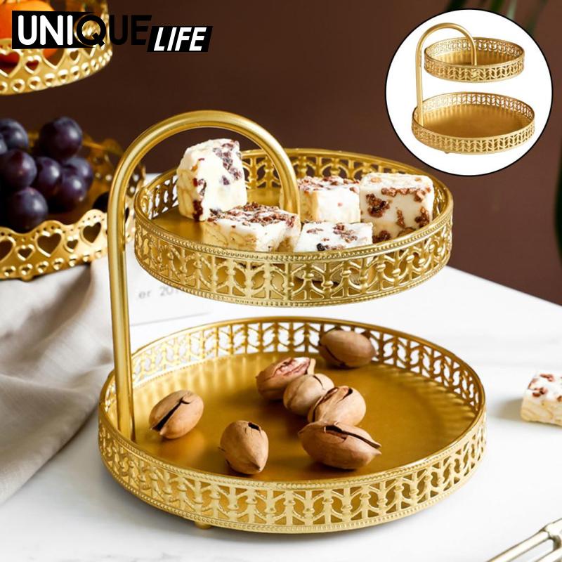 2 Lớp Sắt Trang Trí Khay Trái Cây Vege Đứng Trang Trí Nhà Sọc