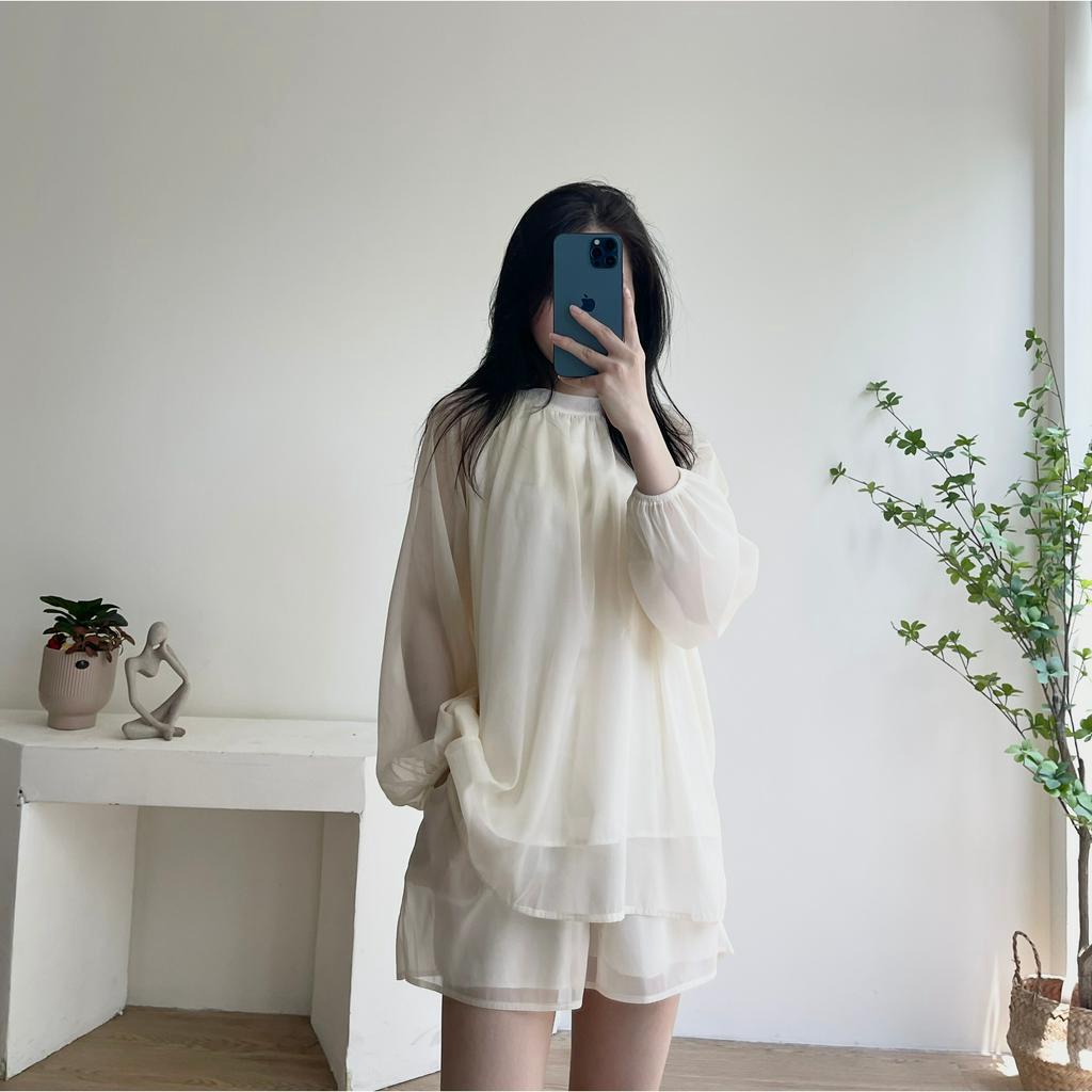 Set voan tơ kèm đai 3 chi tiết Miho house