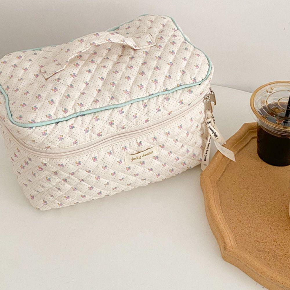 MIHAN1 Túi Đựng Mỹ Phẩm Nắp Lật Có Khóa Kéo Thiết Kế Xinh Xắn Tiện Dụng