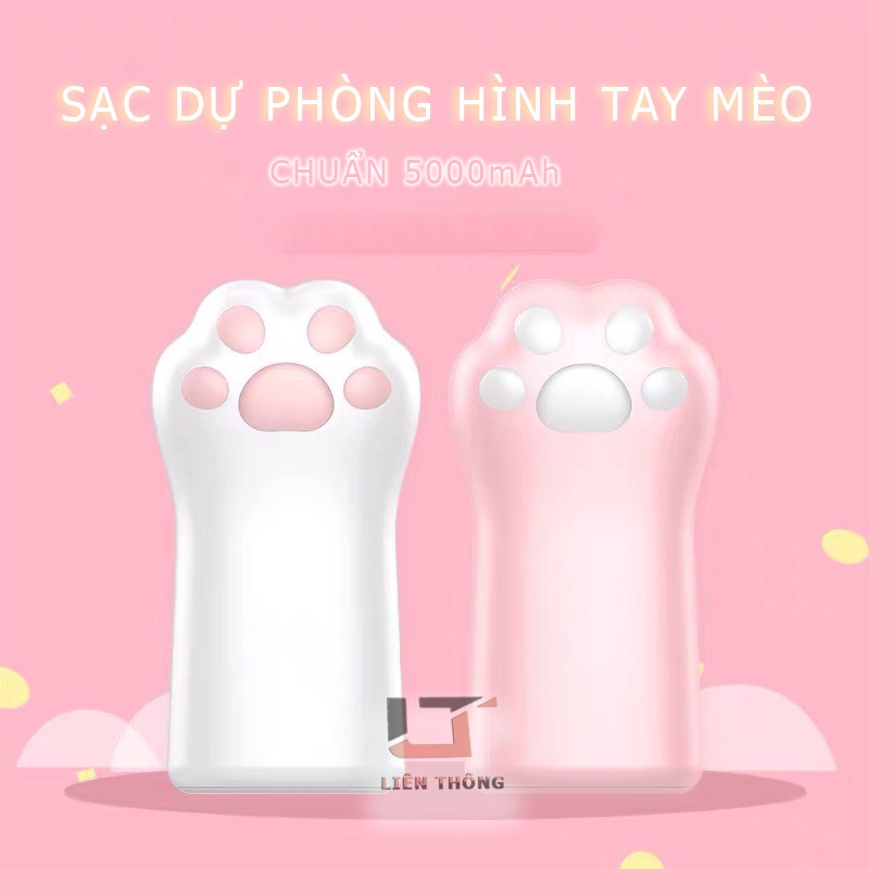 Sạc Dự Phòng Tay Mèo Mini Siêu Dễ Thương Hỗ Trợ Sạc An Toàn - Tiện Gọn Mịn Màn Dung Lượng Chuẩn 5000mAh