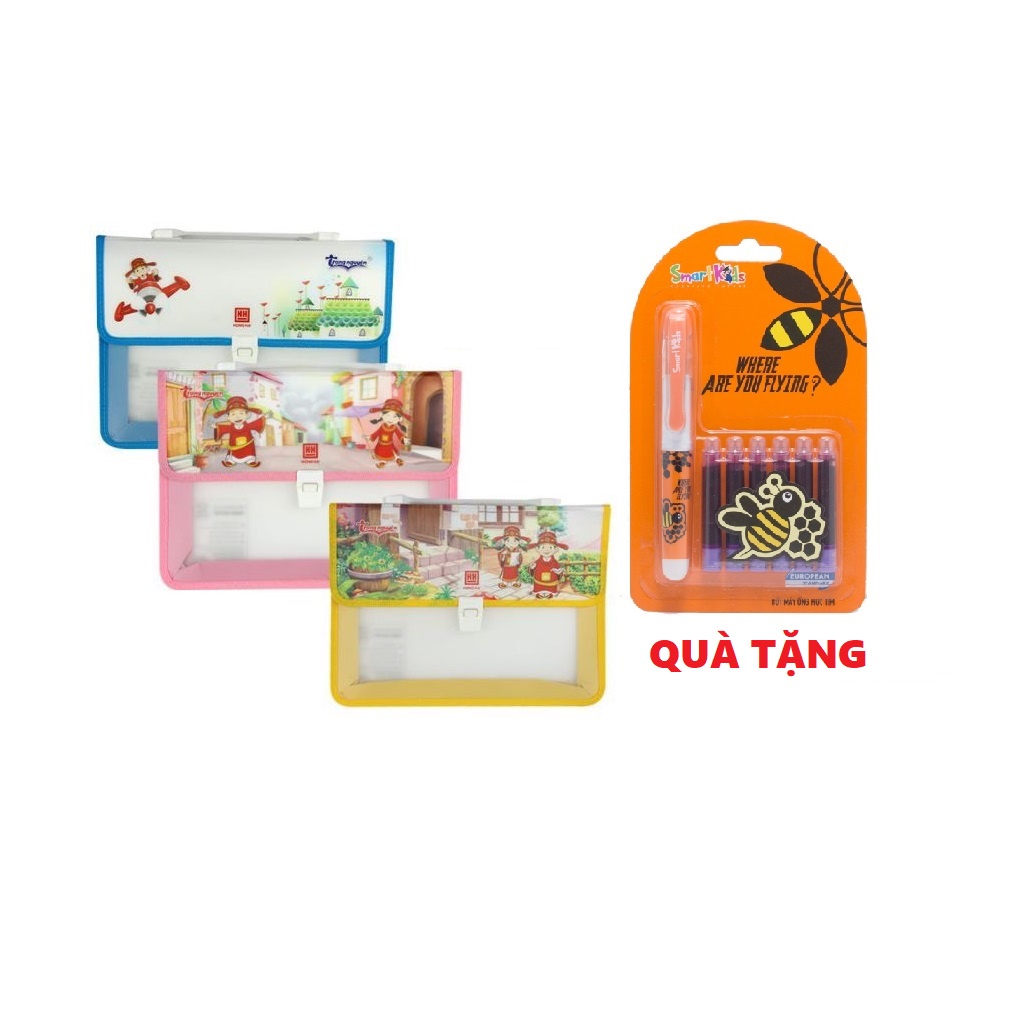 Cặp học thêm 2 ngăn Hồng Hà 3862 - Tặng kèm bút máy Smartkids