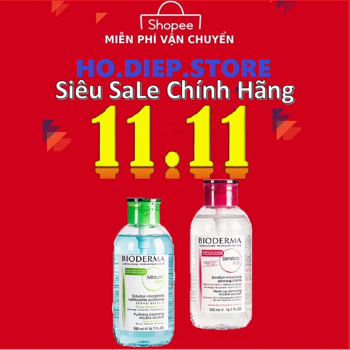 Tẩy trang bioderma 500ml nút nhấn, Nước tẩy trang, Chuẩn chính hãng