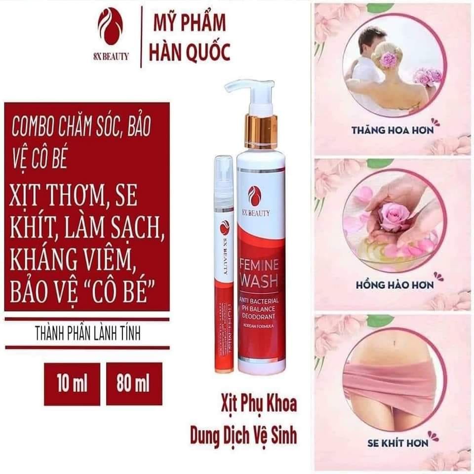 Dung Dịch Vệ Sinh Phụ Nữ Gel Phụ Khoa thảo dược 8X BEAUTY Giảm Khí Hư Huyết trắng sạch thơm hồng khít kimi shop