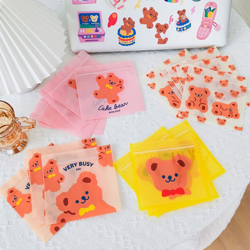 Set 100 Túi Zip Bằng Nhựa Họa Tiết Hoạt Hình Dễ Thương