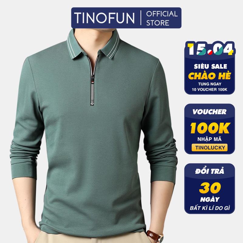 Áo thun nam TINOFUN mã TT77 vải trơn polo co giãn dài tay form rộng thích hợp mặc mùa đông
