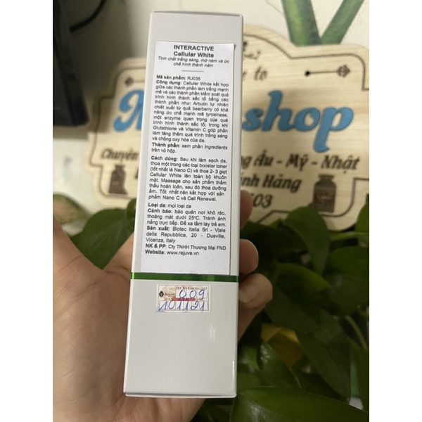 ✅Chính Hãng- Tinh chất trắng da, mờ nám REJUVE INTERACTIVE CELLULAR WHITE 50 mL
