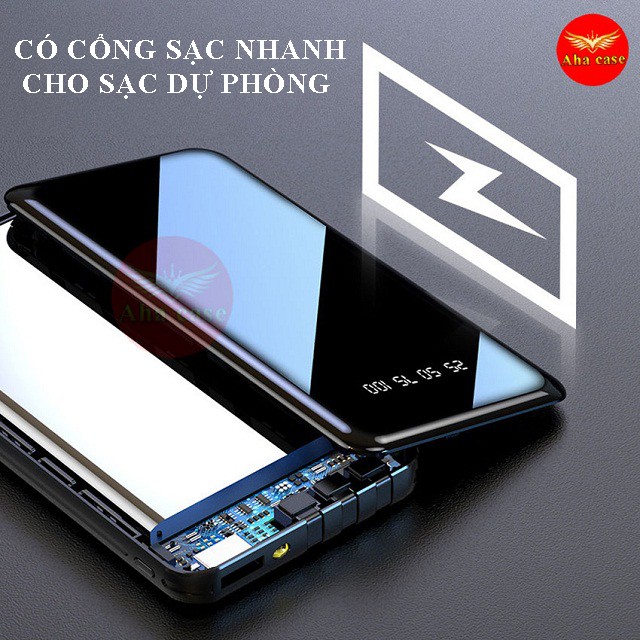 [Free Ship] Sạc Dự Phòng Đa Năng Tích Hợp 3 Cáp Sạc Micro, Lingtning, TypeC, Màn hình Đèn LED, Dung Lượng 10.000 mAh