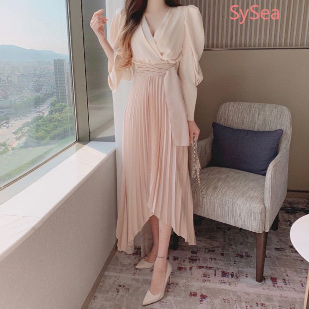 Set Áo Chiffon + Chân Váy Dài Xếp Ly Thời Trang Pháp Cho Nữ