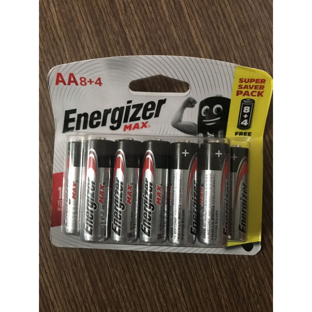 Vỉ 12 viên pin tiểu AA Energizer Alkaline chính hãng