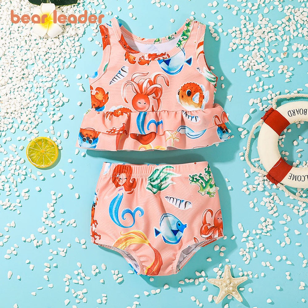 Bộ đồ bơi BEAR LEADER hai mảnh in họa tiết hoạt hình đáng yêu cho bé