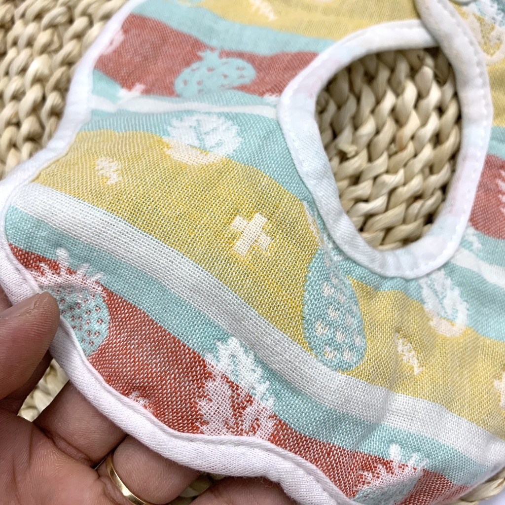 Yếm ăn dặm cho bé, Yếm hoa tròn Xô 6 lớp cho bé Mẫu mới