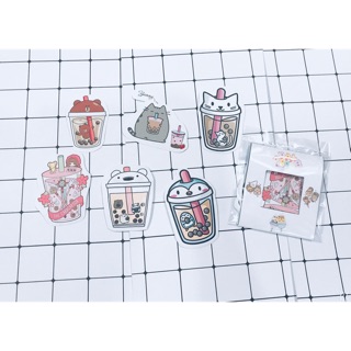 Sticker trà sữa STT1,sticker to cắt rời in hình dễ thương