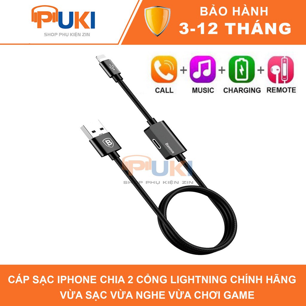 Cáp Sạc IPHONE Chia 2 Cổng Lightning Chính Hãng Baseus - Vừa Sạc Vừa Chơi Game, Nghe Nhạc