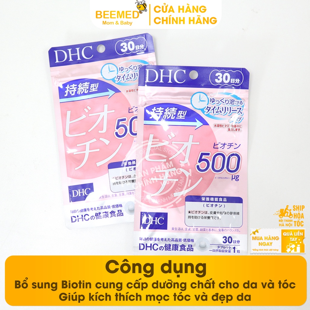 Viên uống biotin DHC Sustained Release Biotin nuôi dưỡng và kích thích mọc tóc cho cả nam nữ -  Gói 30 viên