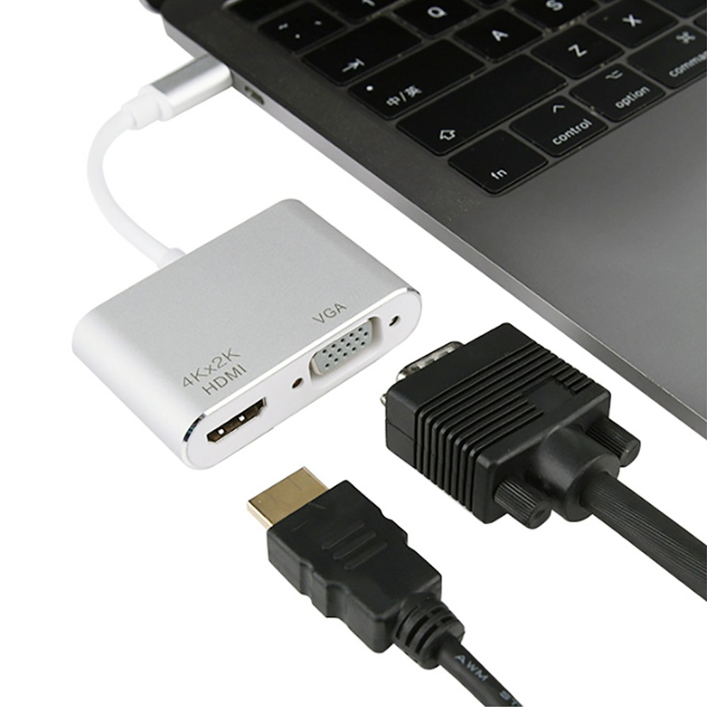 Bộ Chia Cổng Usb 3.1 Type C Sang Hdmi Vga Video Cho Macbook 2018 Ipad Pro Samsung Xiaomi Huawei