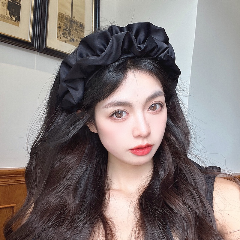 Băng Đô Cài Tóc Bản Rộng Màu Đen Phong Cách Vintage Thanh Lịch