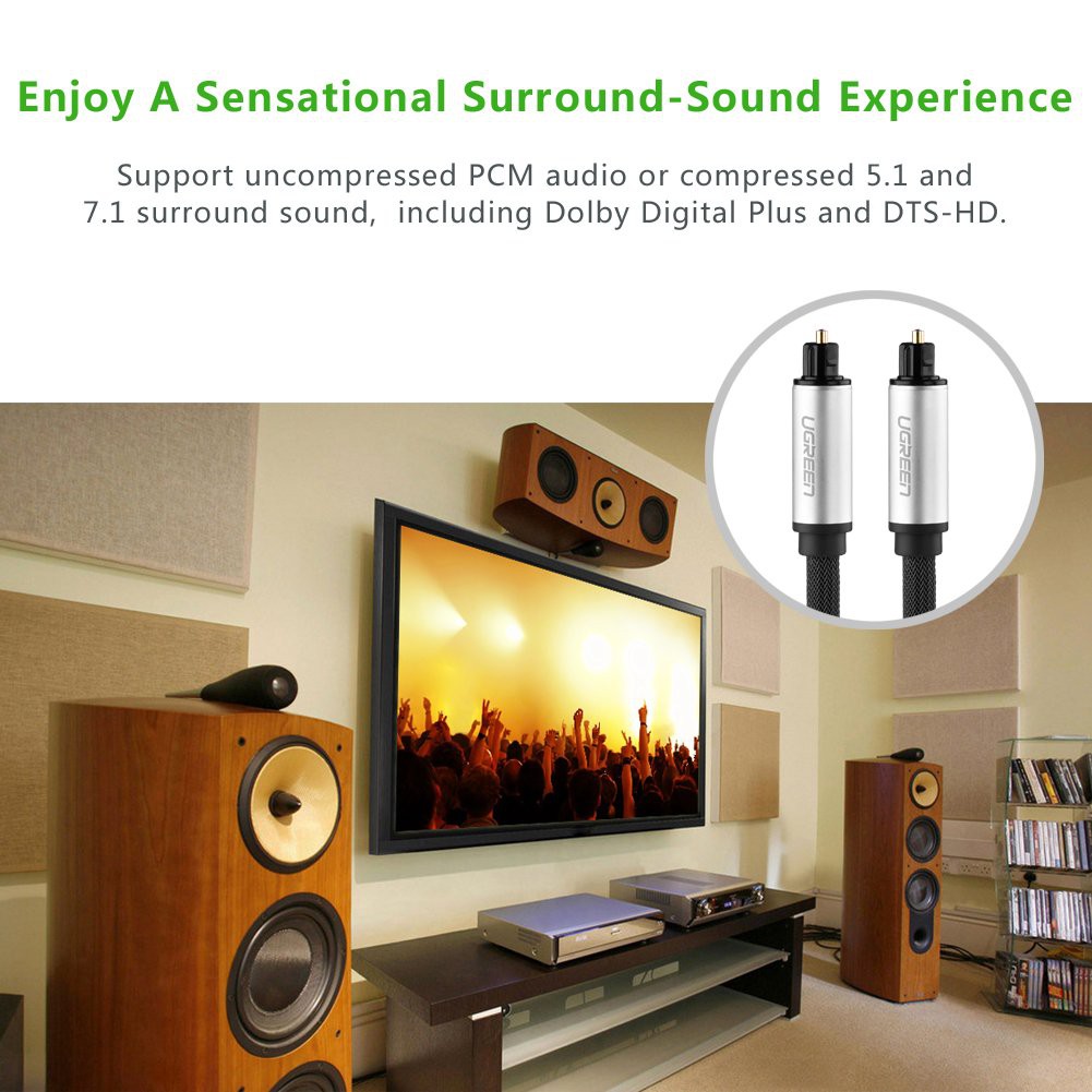 Dây âm thanh quang số optical SPDIF toslink cho Smart TV TV box Loa DAC 1 đến 3 mét Ugreen AV108