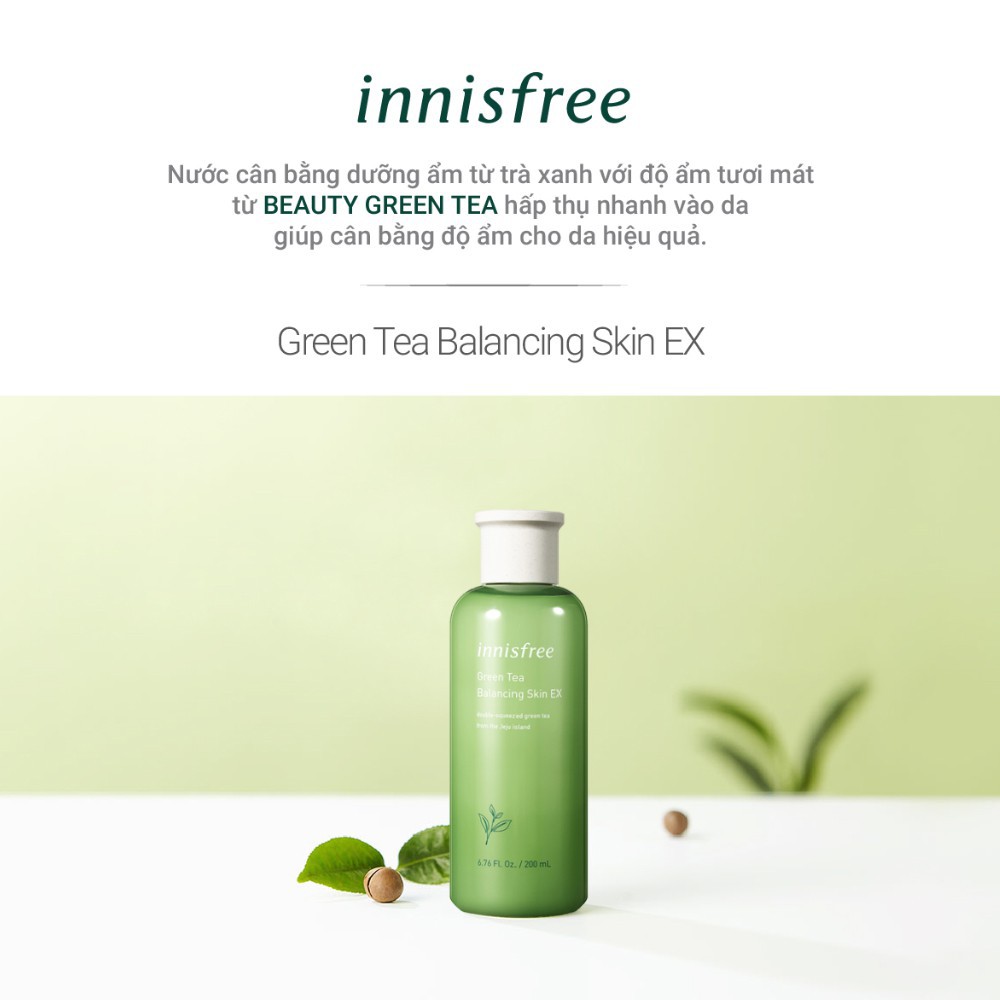 Nước Hoa Hồng 💕 Toner 💕 Innisfree Trà Xanh Green Tea Balancing Skin EX 200ml