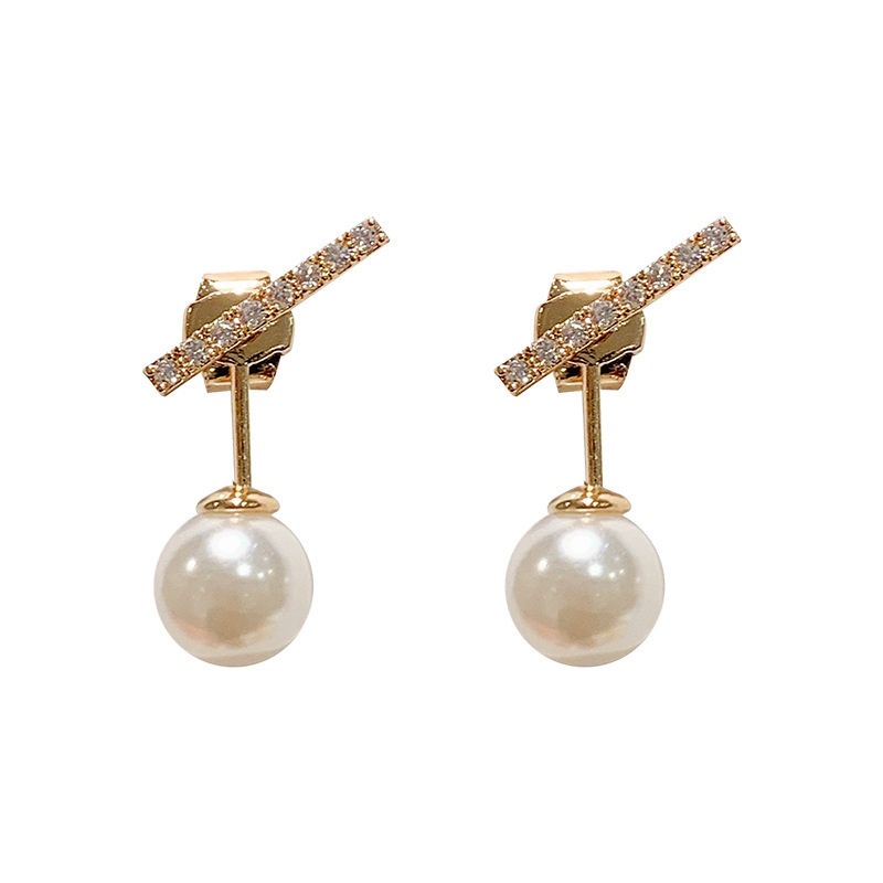 Korean style round pearl earrings for women
