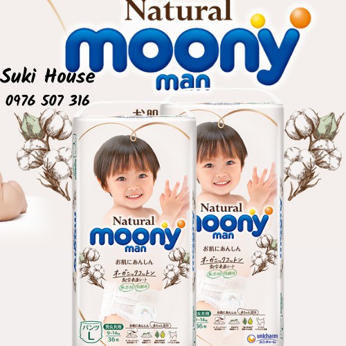 [HCM] [NĐNhật] [Quần L36] Tã quần cao cấp Moony Natural cỡ L cho bé 9-14kg