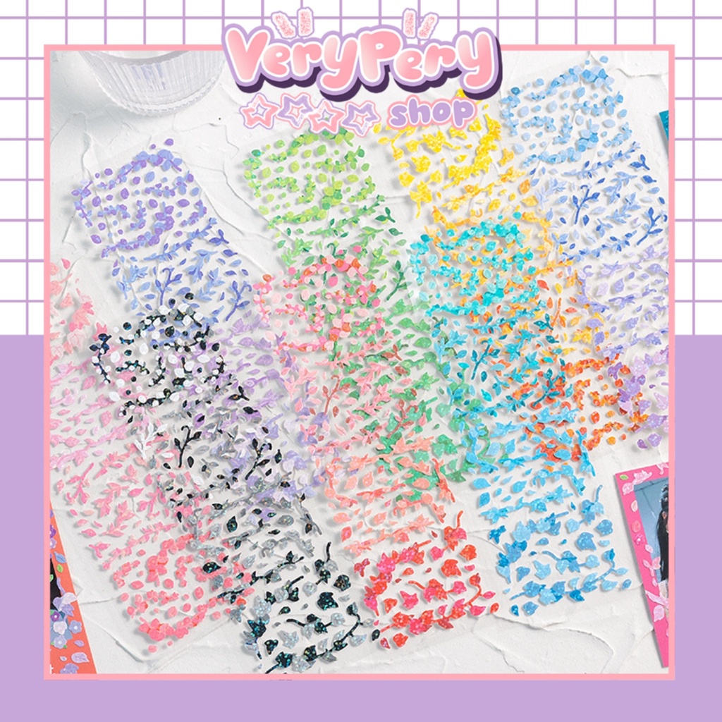 Tấm Sticker Họa Tiết Hoa Lá, Hoạt Hình Cute Dễ Thương