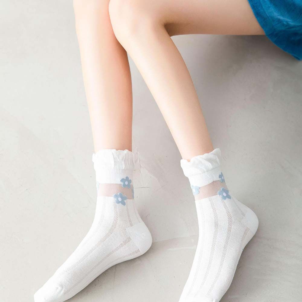 Vớ Lưới Cotton Trong Suốt Thoáng Khí In Hoa Thời Trang Mùa Hè Cho Nữ
