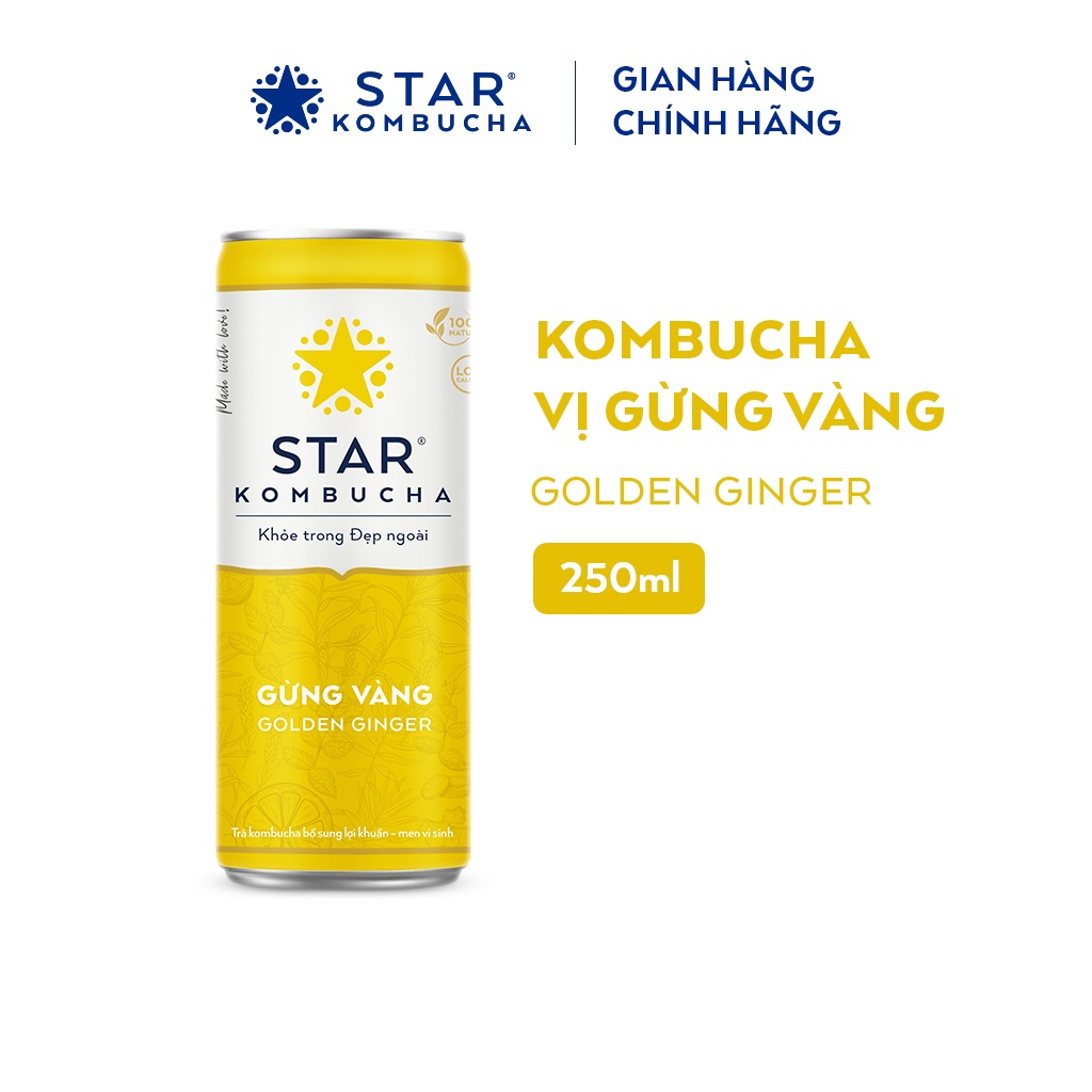 Lốc 6 lon trà lên men Star Kombucha mix 3 vị (250ml/lon) - Trà hoa quả giảm cân kombucha chứa probiotics