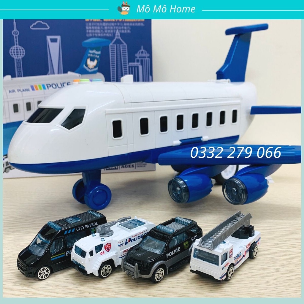 Đồ chơi máy bay lắp ghép Cỡ SIÊU LỚN, XỊN đa chức năng có âm thanh, hiệu ứng kèm 4 ô tô. Hộp đựng Đẹp - Mô Mô Home