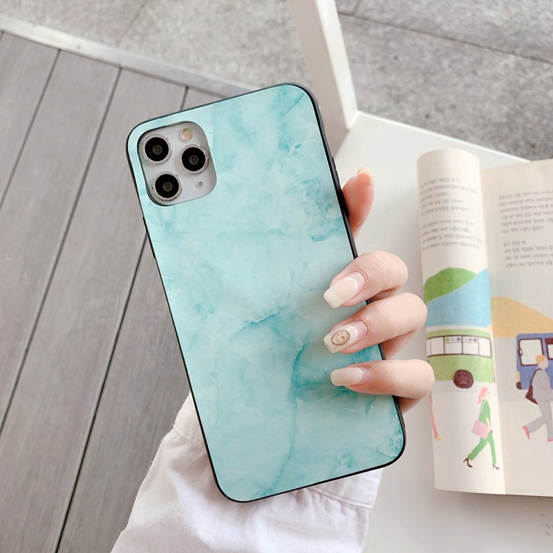 Realme C11 C2 C1 6i 5i 5s 5 XT X Pro OPPO A52 A92 Pink Blue Green Color Marble PC+TPU Anti Crack Case