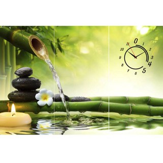 Tranh đồng hồ spa trúc 1 tranh trang trí spa BINBIN TDH93 (Tặng Pin đinh 3 chân)