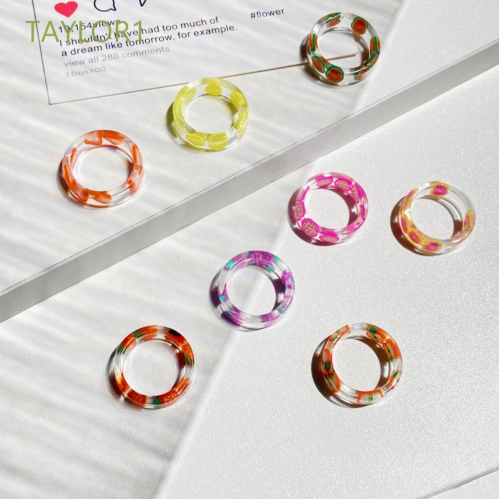 Nhẫn Đeo Tay Nhựa Trong Suốt Taylor1 Họa Tiết Trái Cây Đáng Yêu