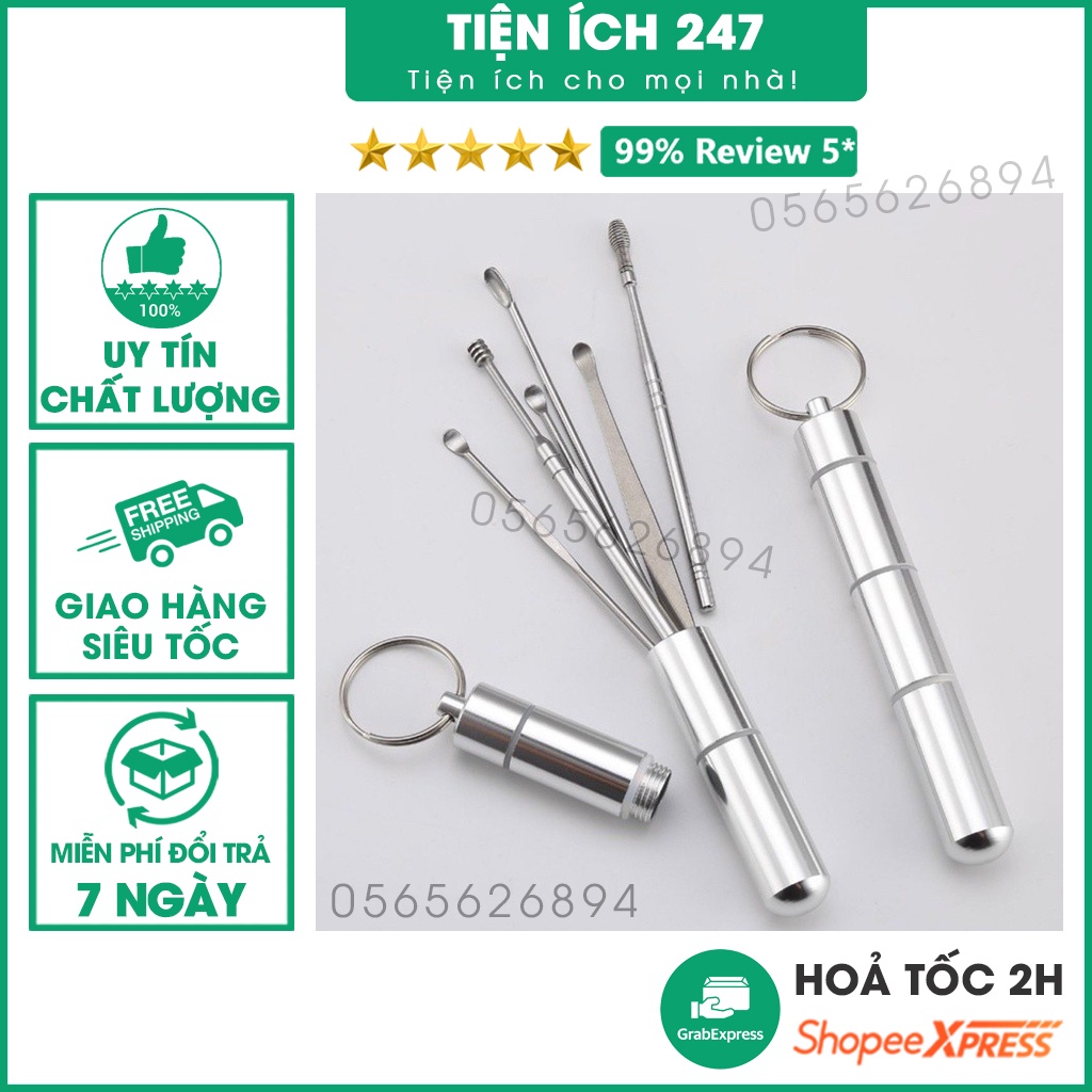 Bộ lấy ráy tai, dụng cụ lấy ráy tai 6 món thép không gỉ an toàn cho cả gia đình - tienichdo.com