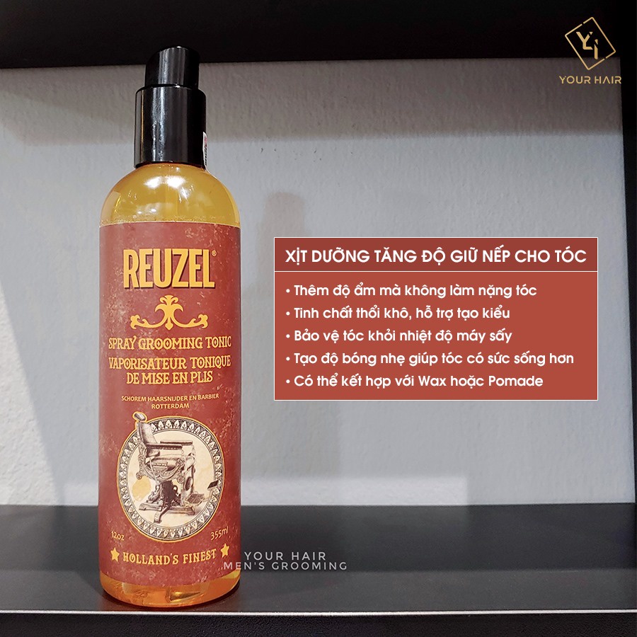 XỊT DƯỠNG TÓC REUZEL TẠO ĐỘ PHỒNG TỰ NHIÊN SPRAY GROOMING TONIC 355ML