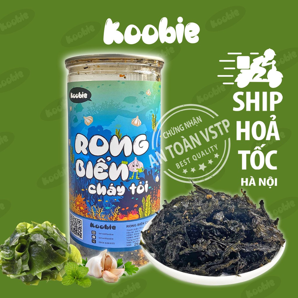 Rong biển cháy tỏi 150g Koobie, đồ ăn vặt ngon, an toàn vệ sinh, giao hàng siêu tốc