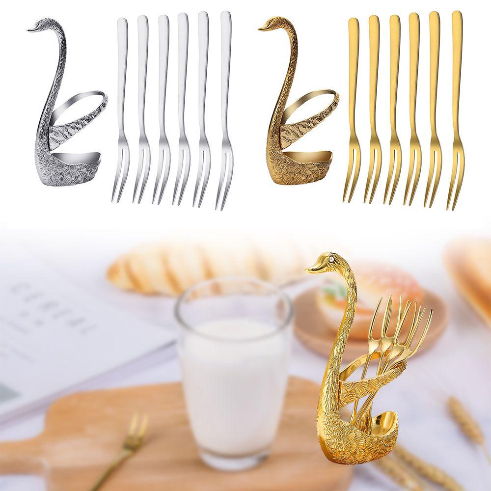 CONOPERY Bộ Giá Đỡ Muỗng Đũa Hình Thiên Nga Bằng Thép Không Gỉ Trang Trí Tiệc Cưới