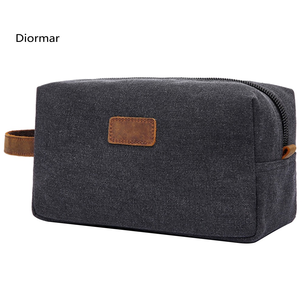 Túi đựng mỹ phẩm trang điểm / dao cạo râu bằng vải canvas phong cách retro tiện dụng cho nam khi đi du lịch