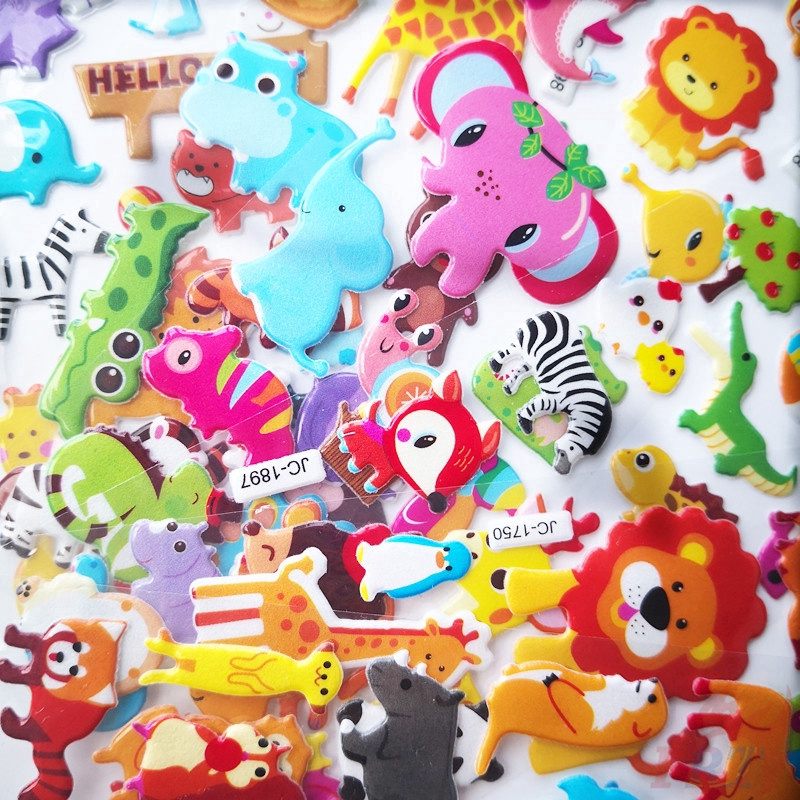 1 Sheet ▶ Animal Zoo Educational Toys Stickers ◀ Cartoon 3D DIY Kids Reward Stickers