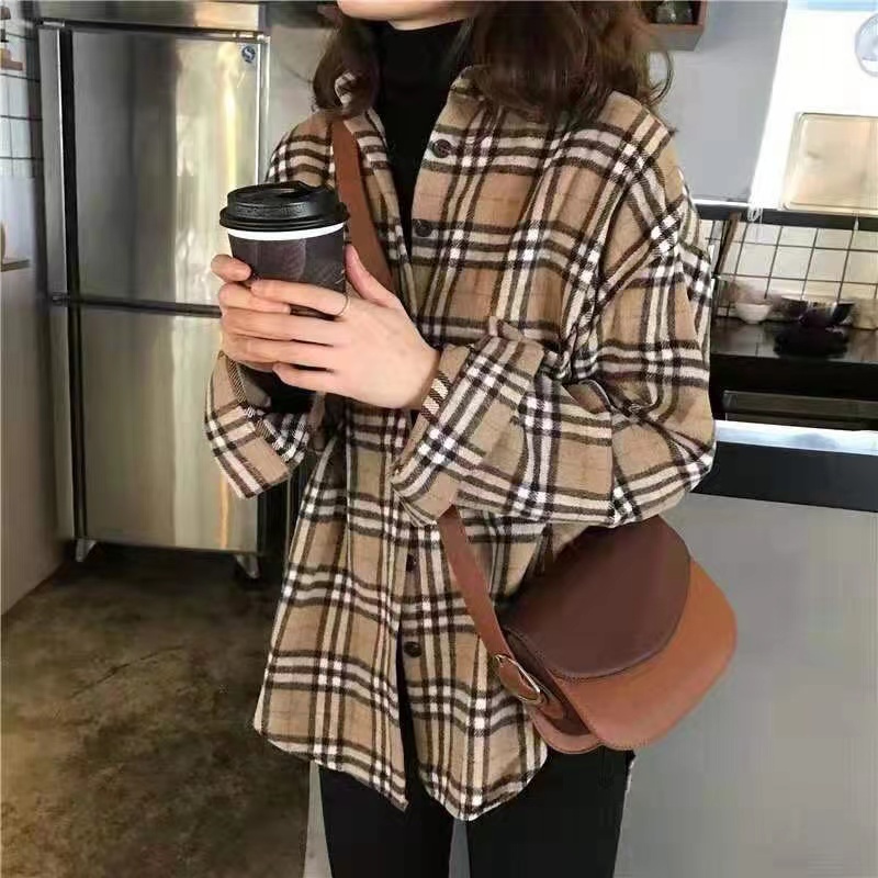 SUXI Áo Sơ Mi Tay Dài Dáng Rộng Màu Sắc Trơn Thời Trang Thu Đông Phong Cách Hàn Quốc Cho Nữ