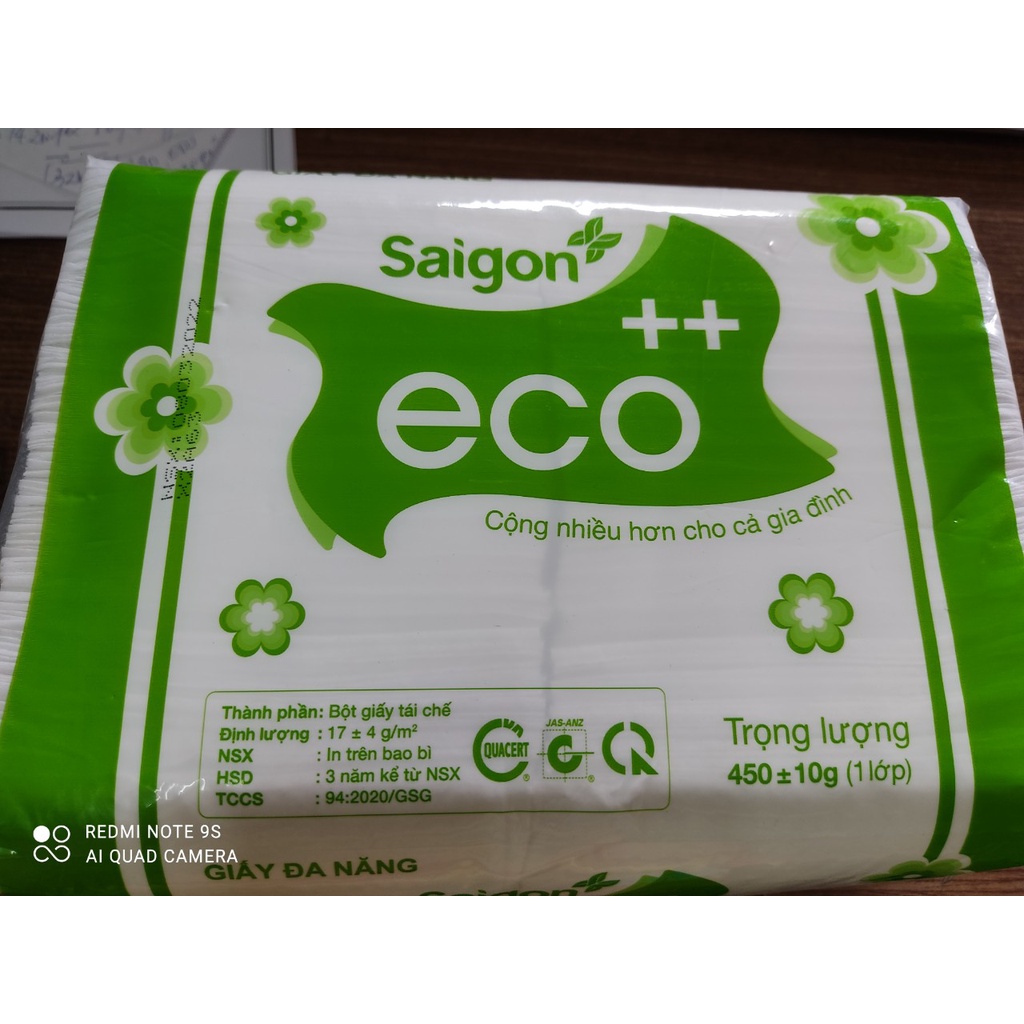 Gói 1300 tờ giấy ăn 1 lớp Sài Gòn Eco - gói 450g
