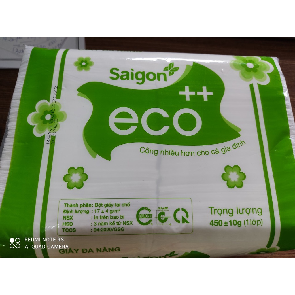 Gói 1300 tờ giấy ăn 1 lớp Sài Gòn Eco - gói 450g