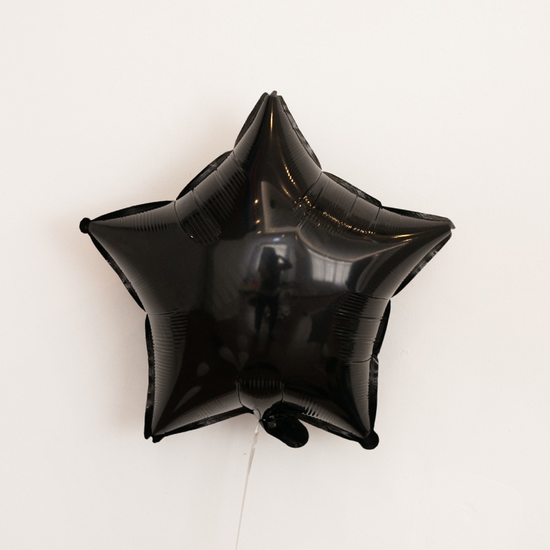 1 Bong Bóng Khí Helium Hình Ngôi Sao Trái Tim Màu Trắng Và Đen 18 Inch