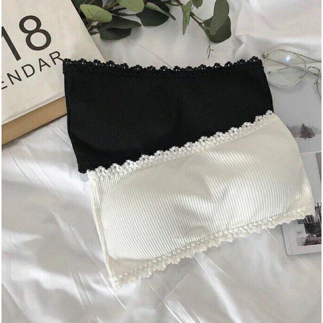 Áo bra tăm dây viền ren cúp ngực free size - Cúp ngực không dây quyến rũ cá tính thời trang 2 màu trắng đen | BigBuy360 - bigbuy360.vn