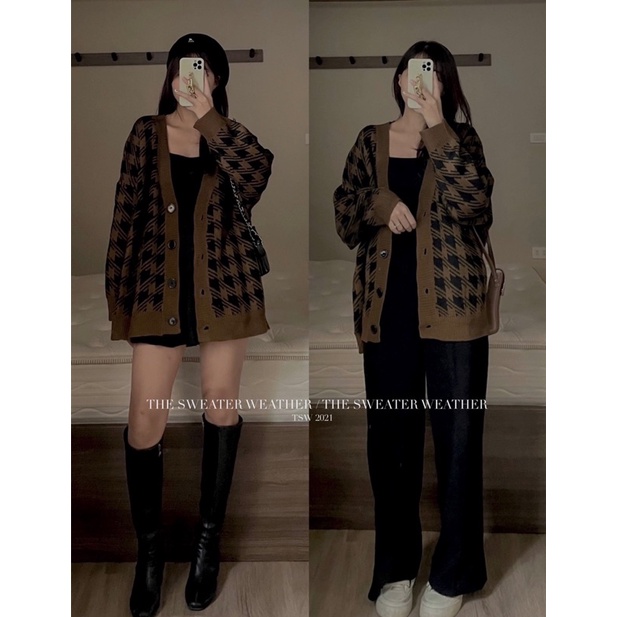 [Mã SKAMPUSH11 giảm 10% đơn 200k] Áo khoác cardigan HOẠ TIẾT dáng dài 2 màu BE/NÂU ( Ảnh thật ) | BigBuy360 - bigbuy360.vn