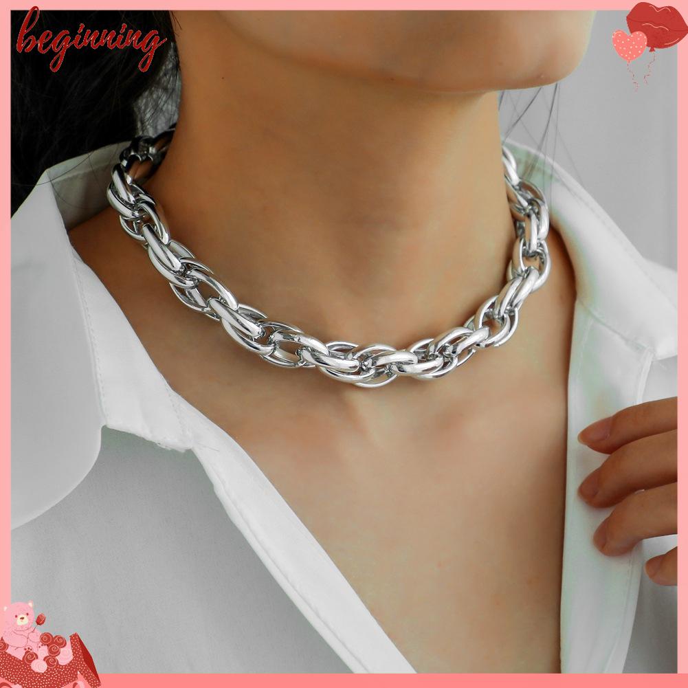 ✿Bắt Đầu✿Vòng Cổ Choker Dây Xích Bản To Dày Phong Cách Punk Hip Hop Cá Tính Cho Nam Và Nữ Đi Tiệc✿